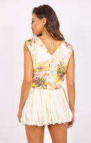 Limoncello Ruched Tank in Sunflower Multi - back crop view