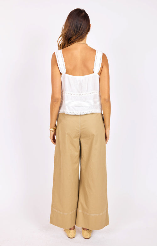 Percy Lace Trim Cami in Ivory - back view