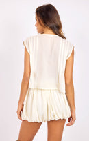 Daydreamer Ruffle Top in Cream - back crop view