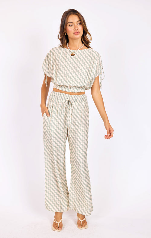 Light A Spark Top in Sage Cream - front view