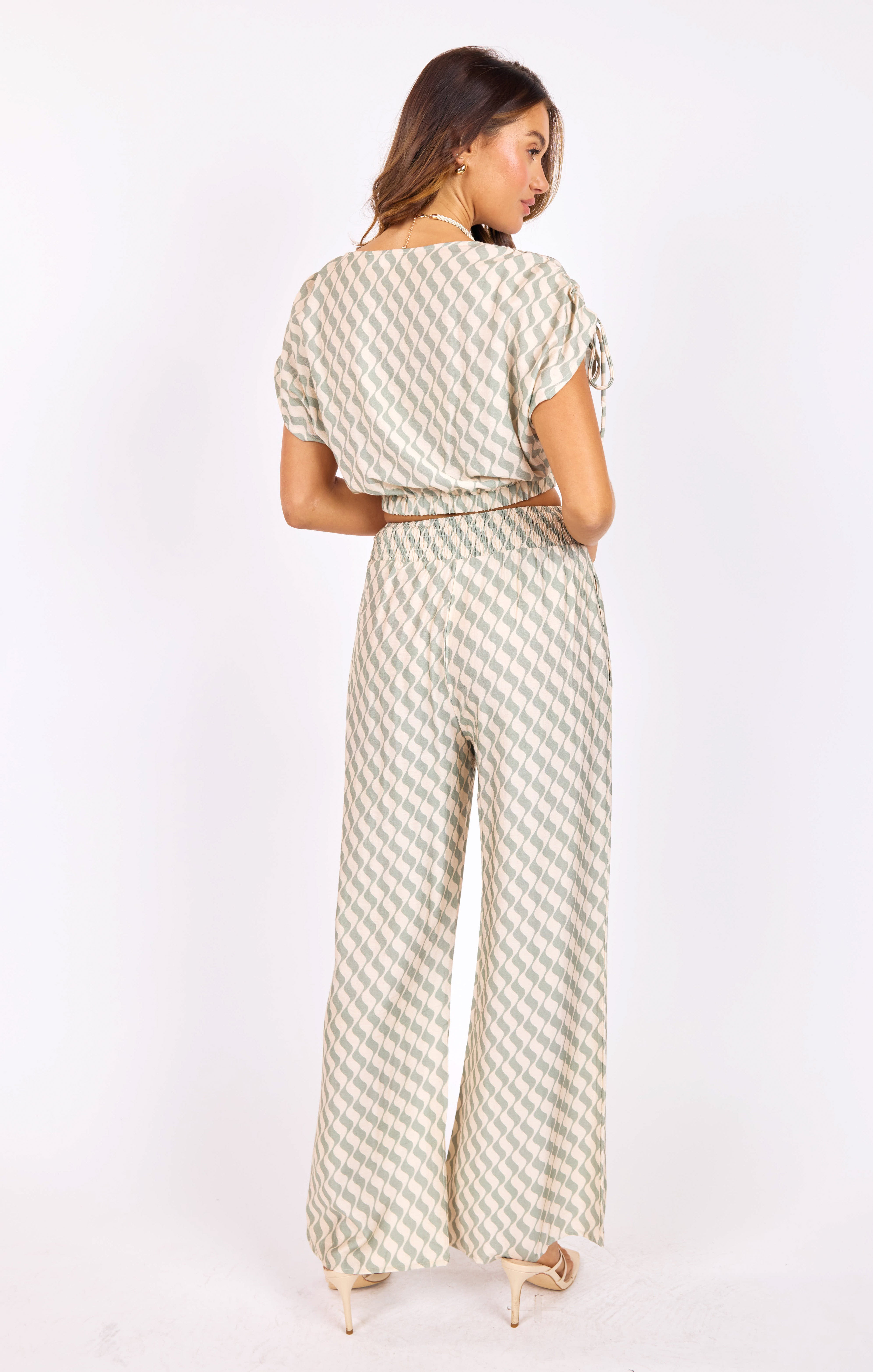 Light A Spark Top in Sage Cream - back view