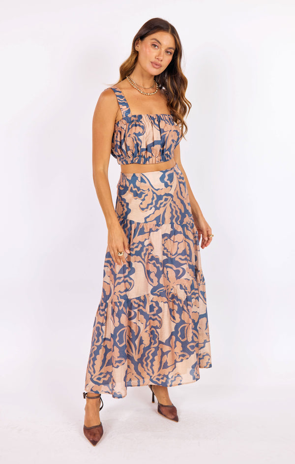 Wild City Crop Top in Navy-Multi - front view