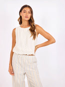 Soul Searching Bubble Top in Ivory - front crop view