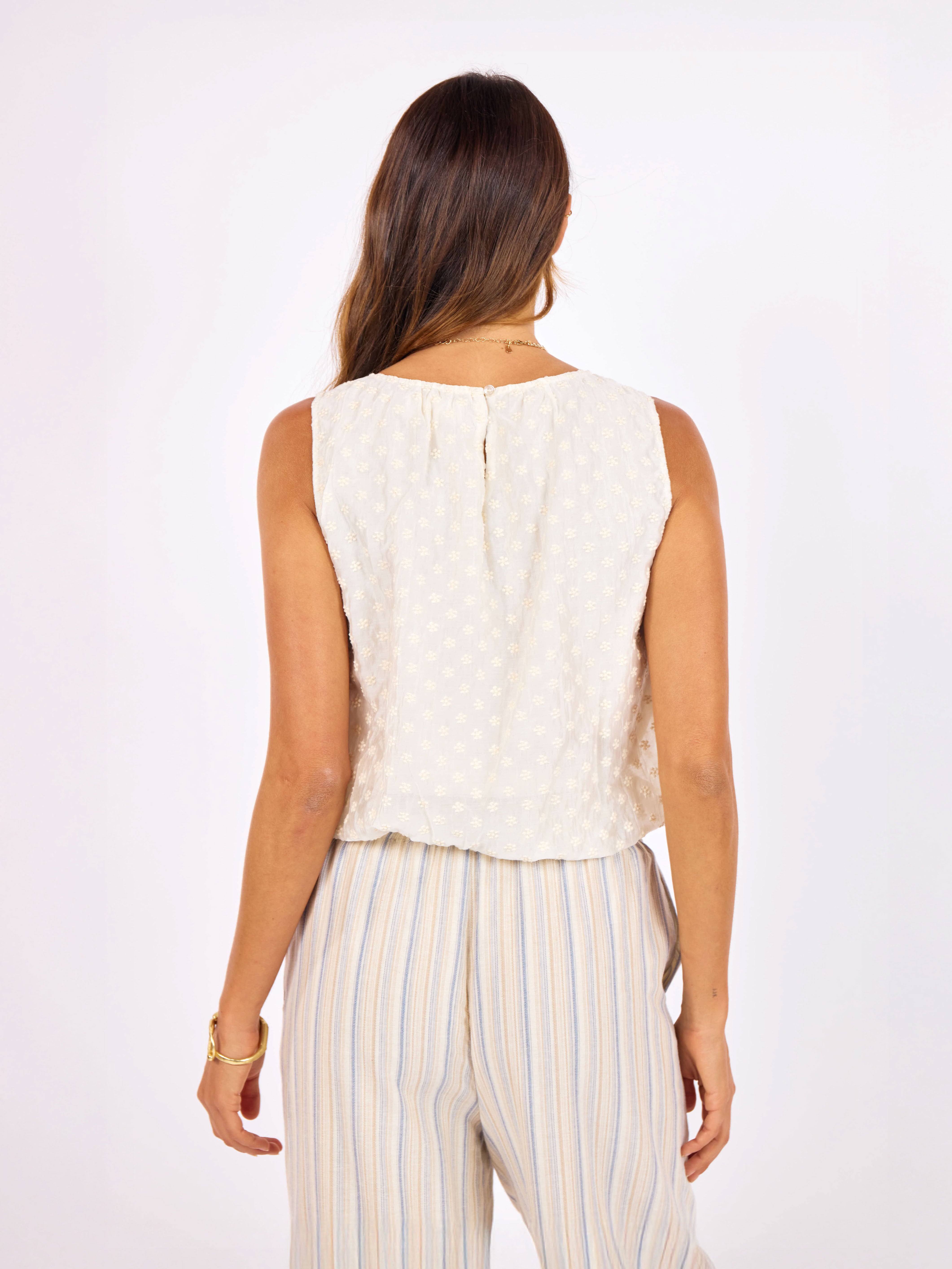 Soul Searching Bubble Top in Ivory - back crop view