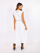 Deja Vu Tie Top in White - back view