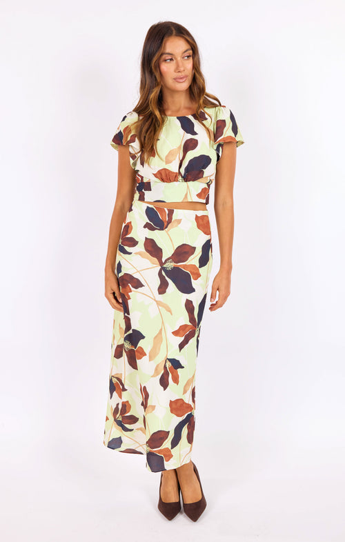 Day In The City Top in Lime-Multi - front view