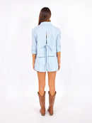 Wanderer Button Up Shirt in Blue Multi - back view