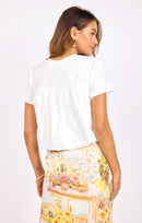 Lily Pond Bubble Top in White - back crop view
