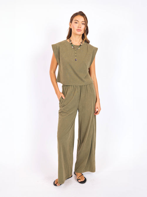 Gila Knit Top in Sage - front view