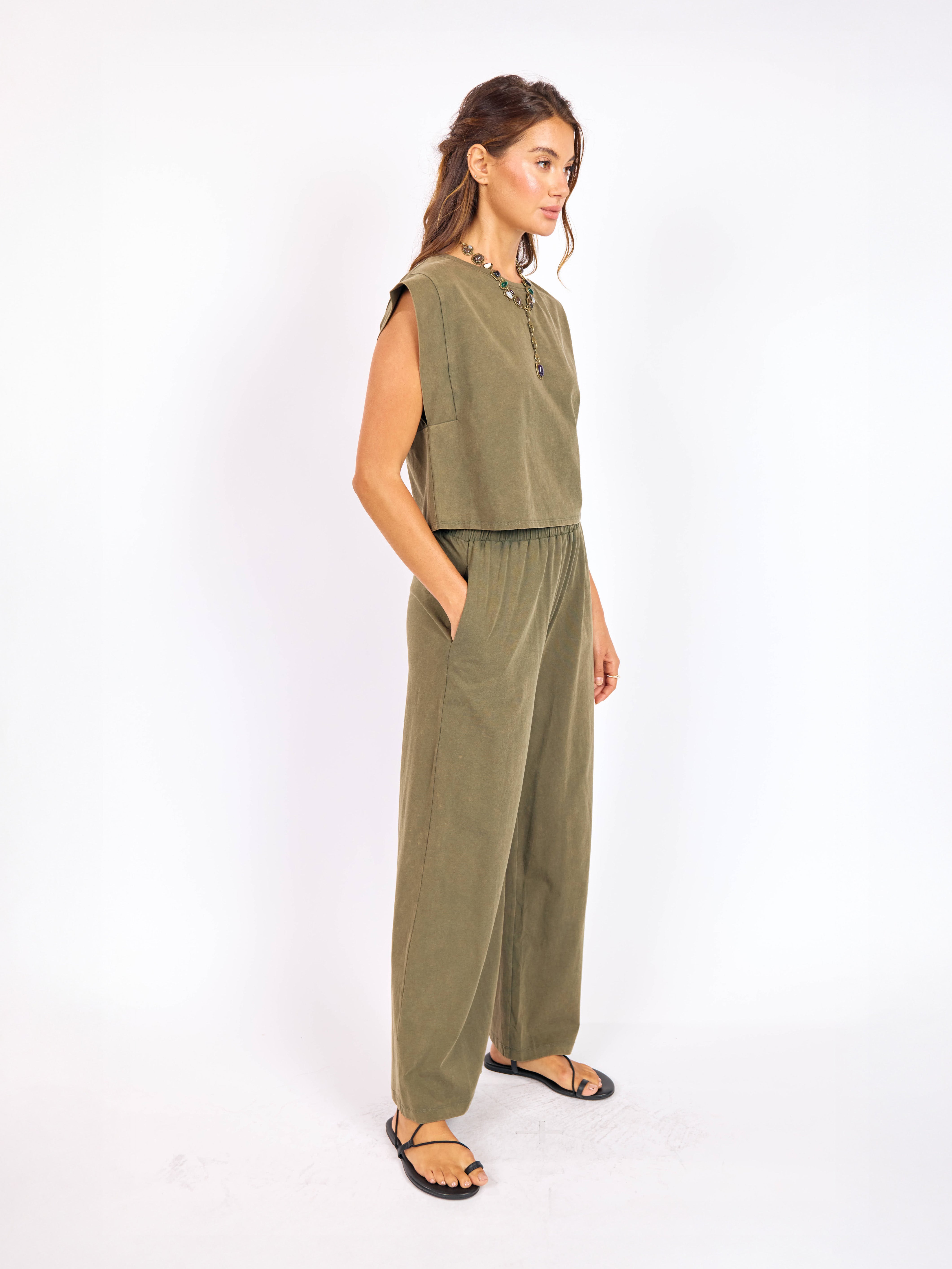 Gila Knit Top in Sage - mood image