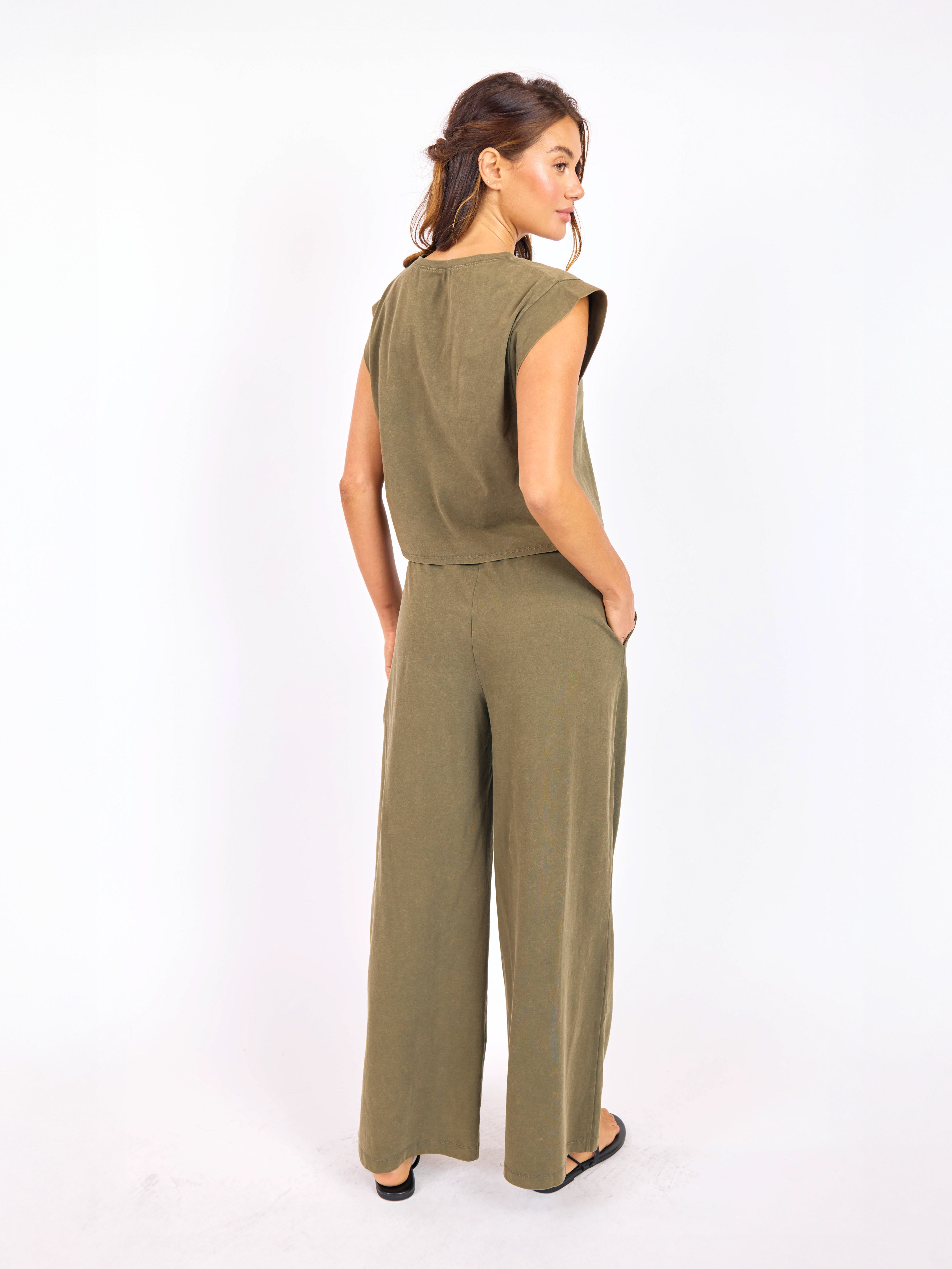 Gila Knit Top in Sage - back view