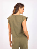 Gila Knit Top in Sage - back crop view