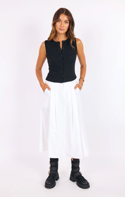 Purpose Button Tank in Black - front view