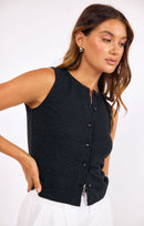 Purpose Button Tank in Black - detail view