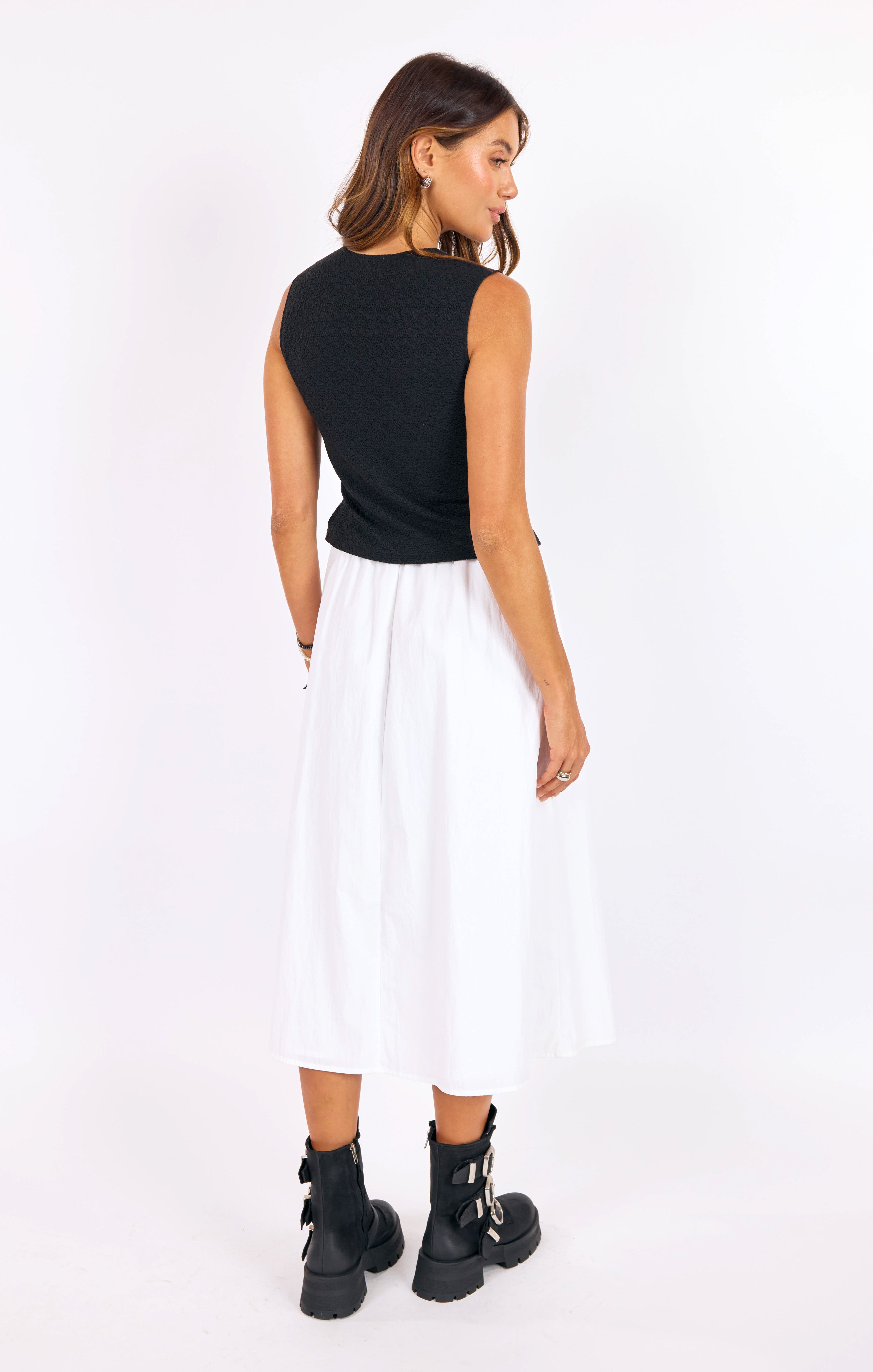 Purpose Button Tank in Black - back view