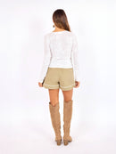 Precious Long Sleeve Knit Top in White - back view