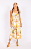 Limoncello Midi Dress in Sunflower Multi - front view