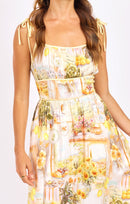 Limoncello Midi Dress in Sunflower Multi - detail view