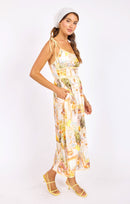Limoncello Midi Dress in Sunflower Multi - mood image