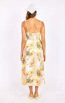 Limoncello Midi Dress in Sunflower Multi - back view