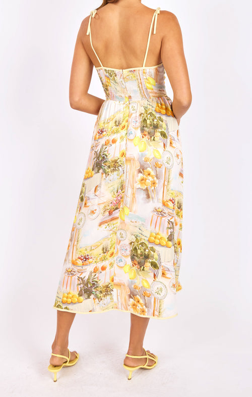 Limoncello Midi Dress in Sunflower Multi - back crop view