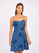 Nucountry Mini Dress in Blue Multi - front crop view