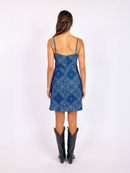 Nucountry Mini Dress in Blue Multi - back view
