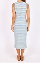 Baby Bud Stripe Dress in Blue Ivory - back crop view