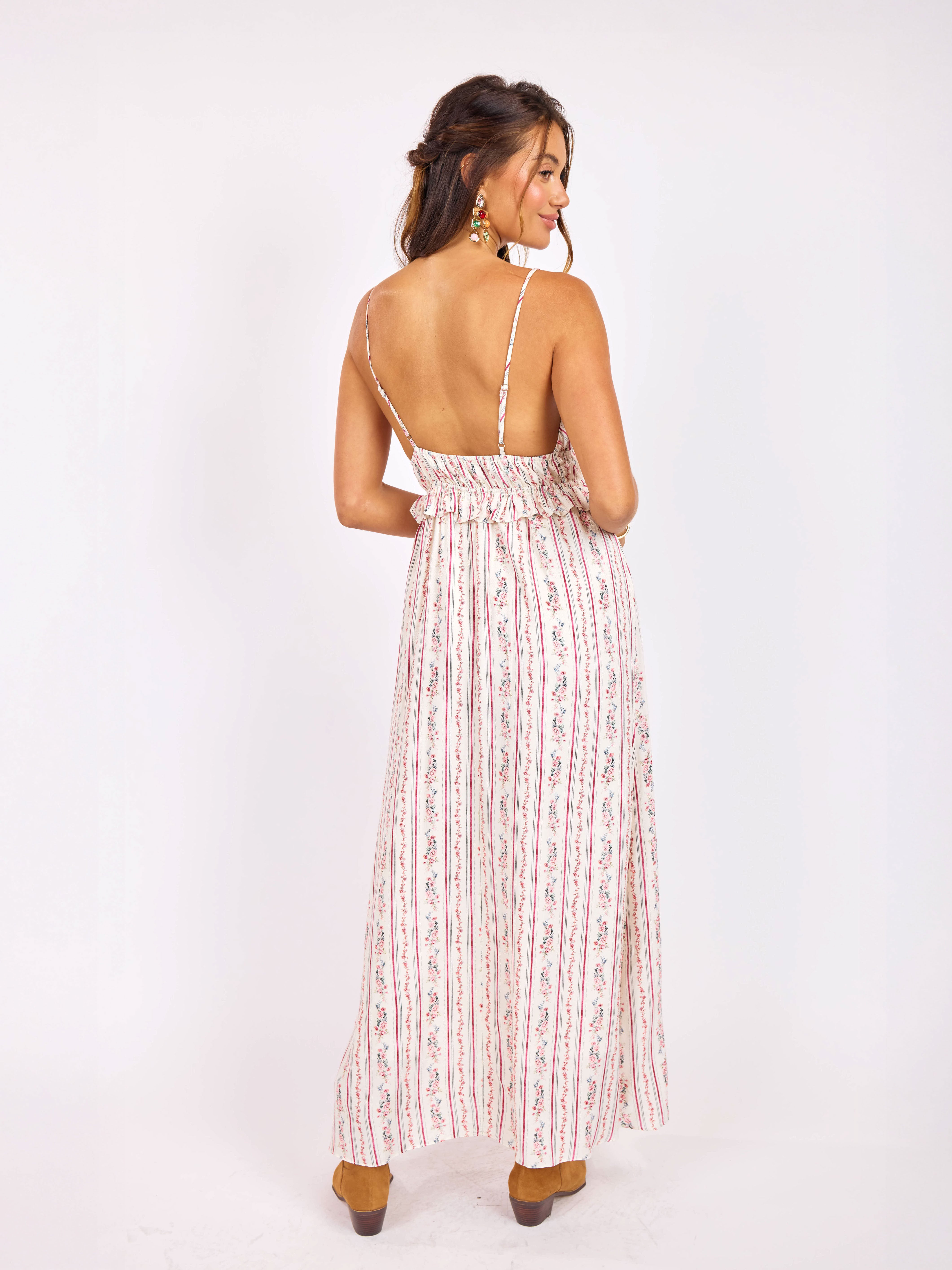 Rosebud Maxi Dress in Pink Multi - back view