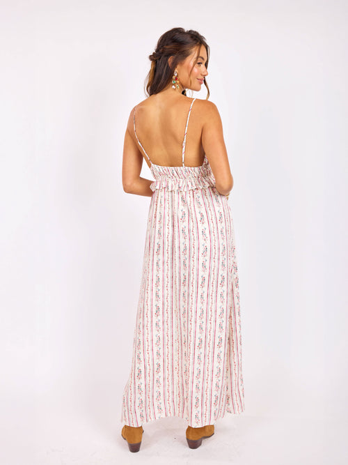 Rosebud Maxi Dress in Pink Multi - back view