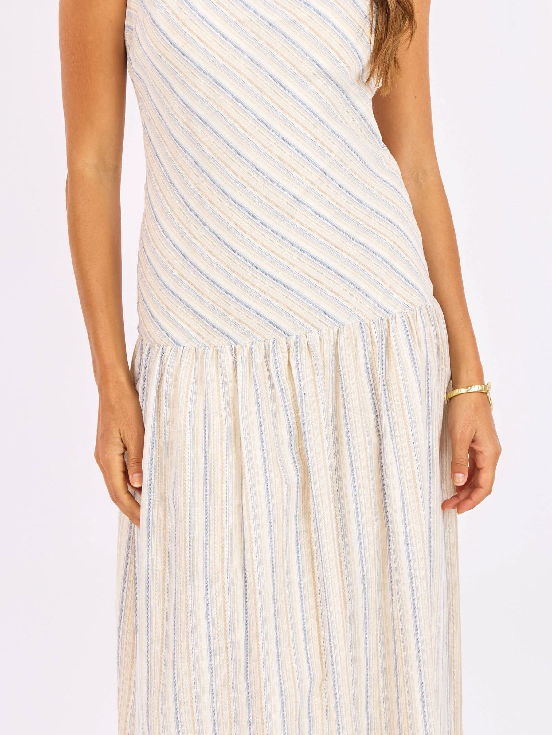 The Lands Maxi Dress in Blue Multi - detail view