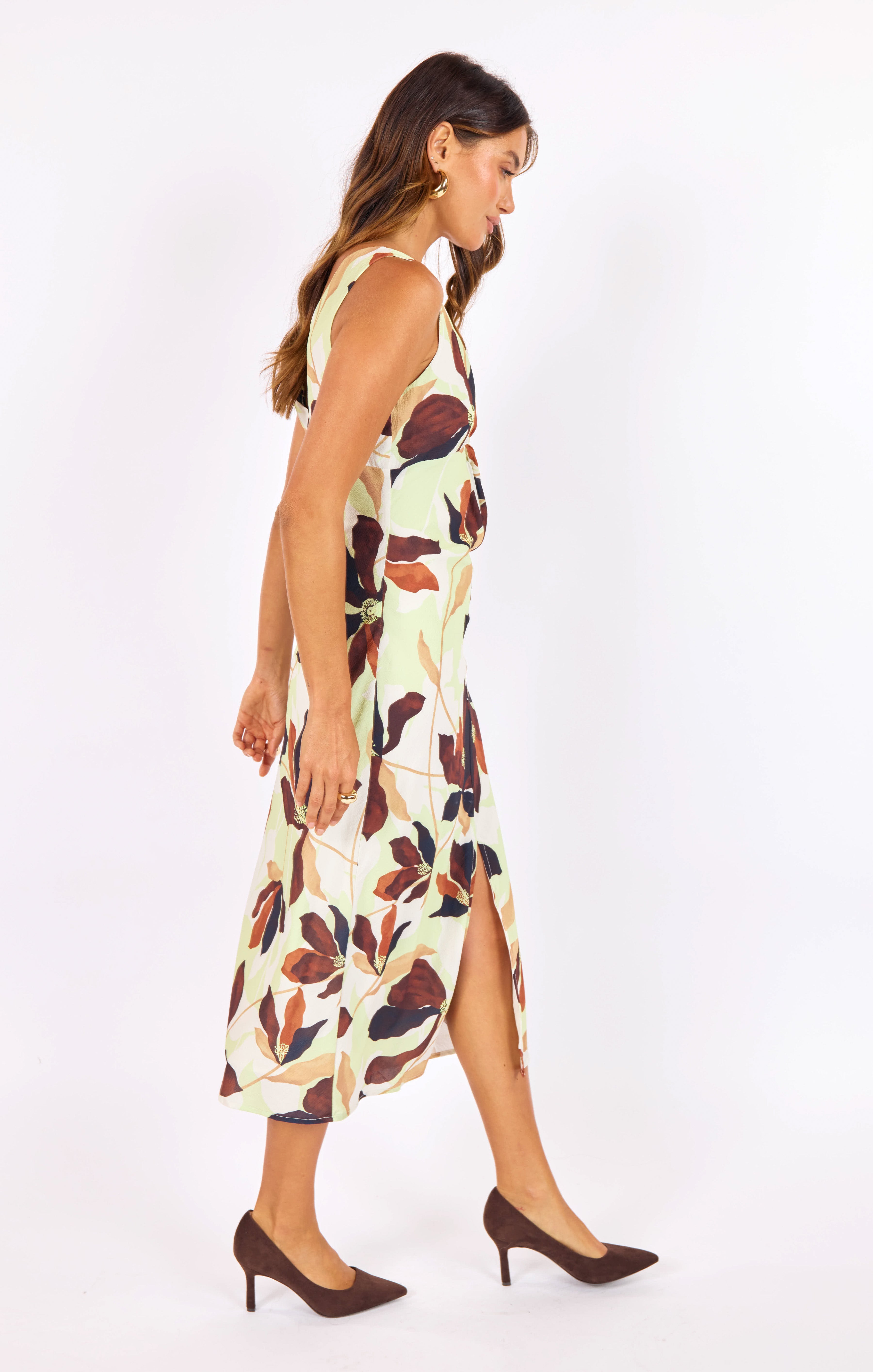 Day In The City Midi Dress in Lime-Multi - mood image