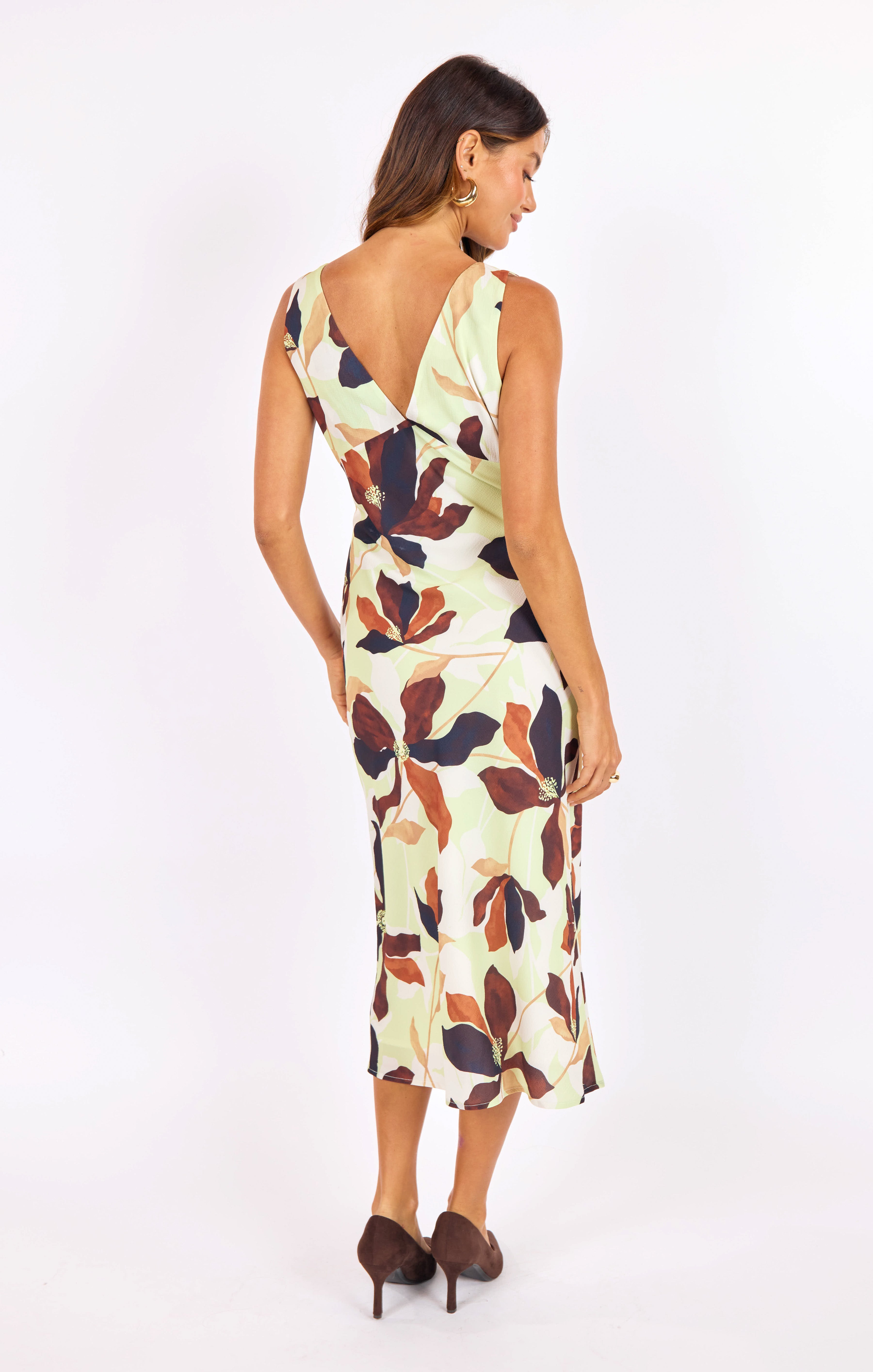 Day In The City Midi Dress in Lime-Multi - back view
