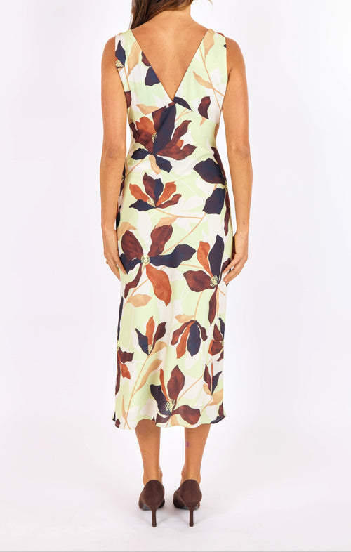 Day In The City Midi Dress in Lime-Multi - back crop view