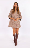 City Safari Mini Dress in Oak-Cream - front view