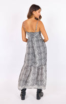 Urban Jungle Maxi Dress in Black-Multi - back view