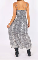 Urban Jungle Maxi Dress in Black-Multi - back detail view