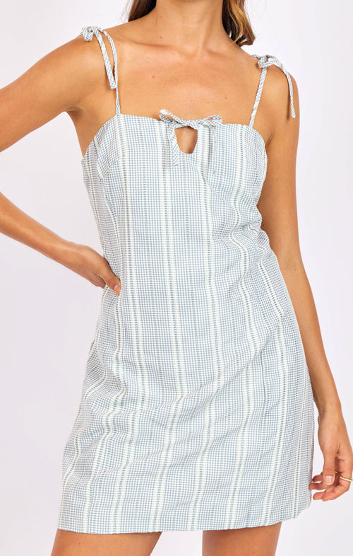 Flying Kite Mini Dress in Blue Ivory - detail view