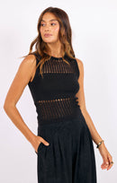 Something To Desire Knit Tank in Black - front crop view