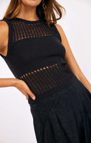 Something To Desire Knit Tank in Black - detail view