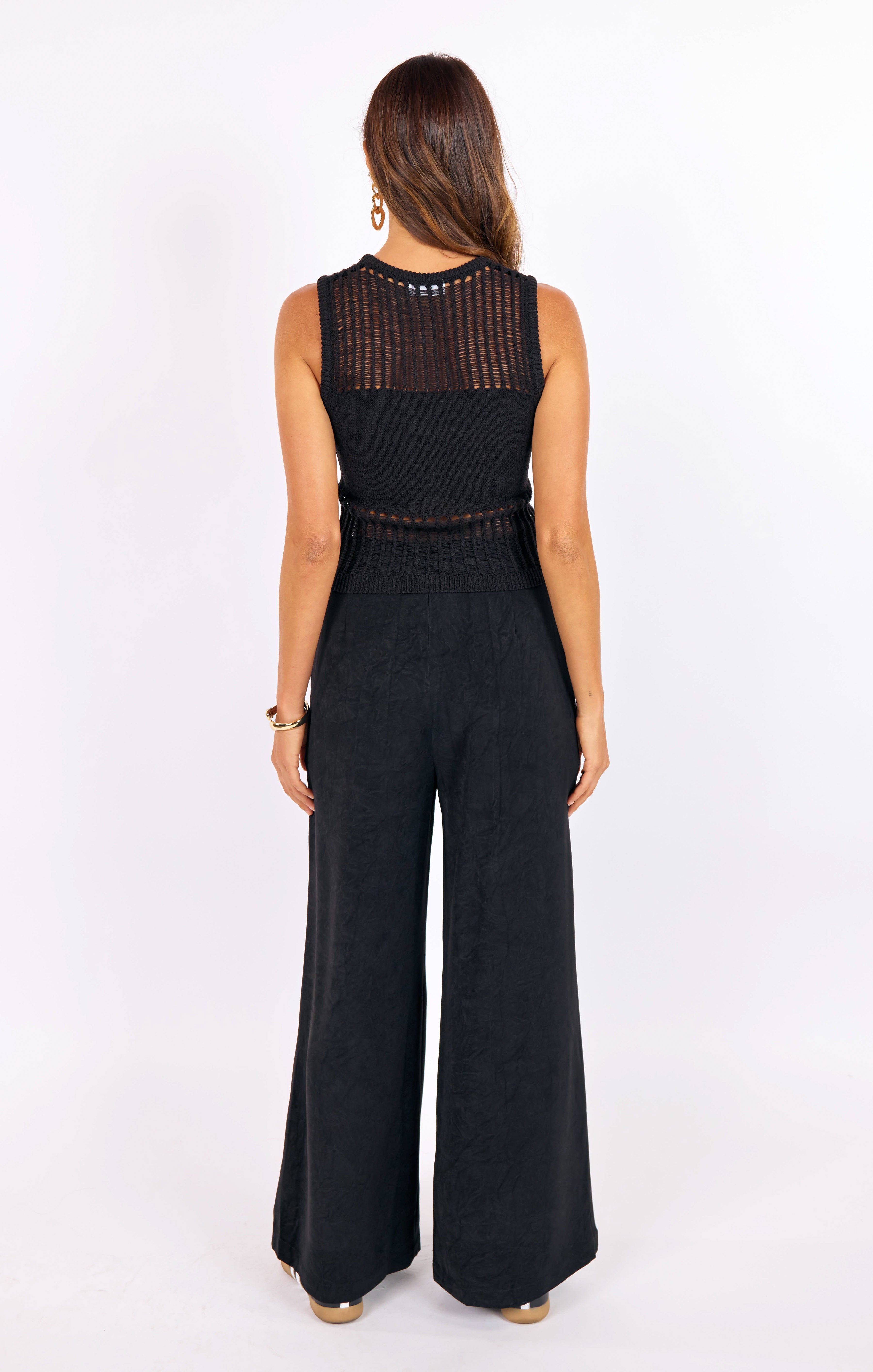 Something To Desire Knit Tank in Black - back view