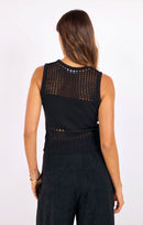 Something To Desire Knit Tank in Black - back crop view