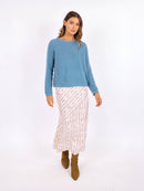 Fountain Open Back Sweater in Dusty Blue - front view
