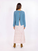 Fountain Open Back Sweater in Dusty Blue - back view