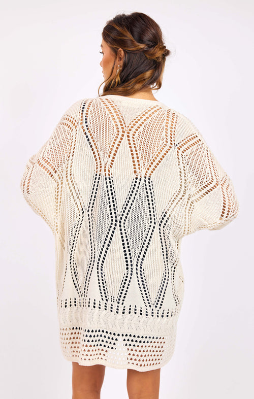 Charlottes Web Cardigan in Cream - back crop view