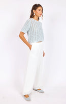 Peruse Short Sleeve Sweater in Light Blue - mood image