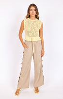 Dawn Sweater Tank in Pale Yellow - front view