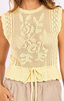 Dawn Sweater Tank in Pale Yellow - detail view