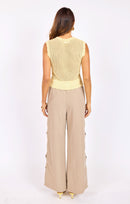 Dawn Sweater Tank in Pale Yellow - back view