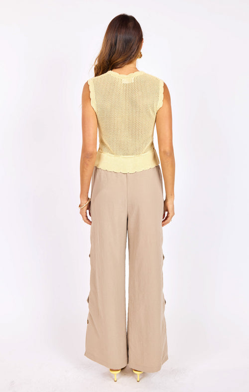 Dawn Sweater Tank in Pale Yellow - back view